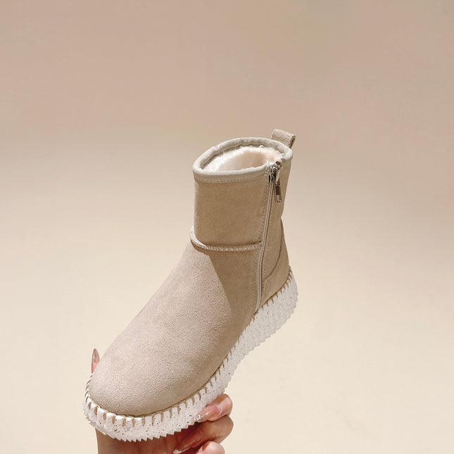 CHLOÉ 26S SHEARLING ANKLE BOOTS IN BEIGE SUEDE