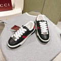 GG ACE SNEAKER WITH WEB IN BLACK EMBOSSED CALFSKIN