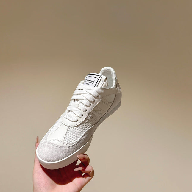 CHLOÉ 26S SNEAKERS IN WHITE CALFSKIN AND SUEDE