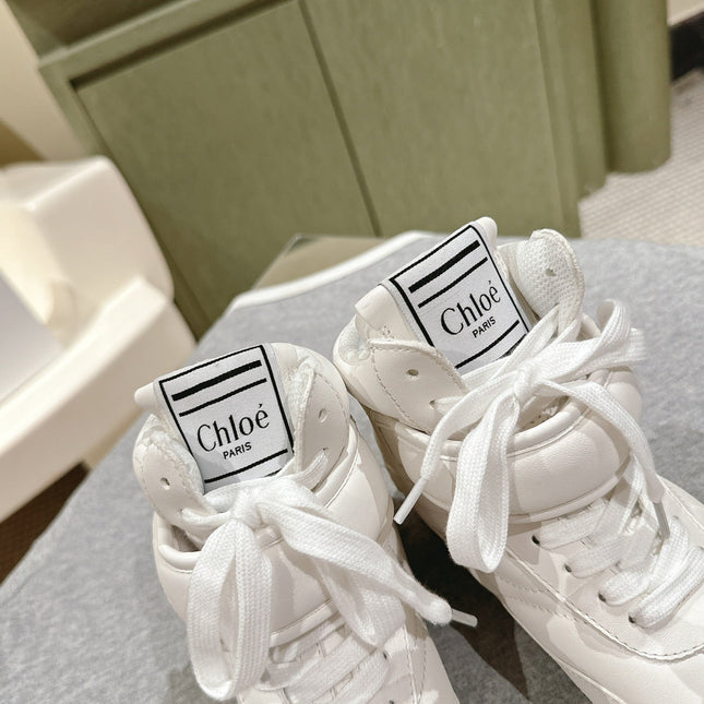 CHLOÉ 26S HIGH-TOP SNEAKERS IN WHITE CALFSKIN