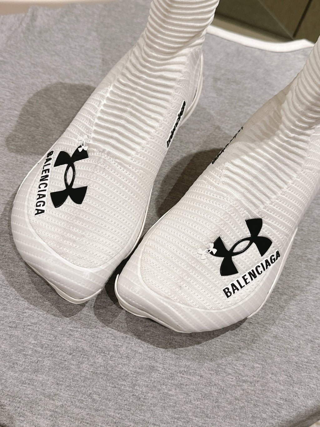 BALENCIAGA 25S HIGH-TOP SNEAKERS IN WHITE COTTON BLEND