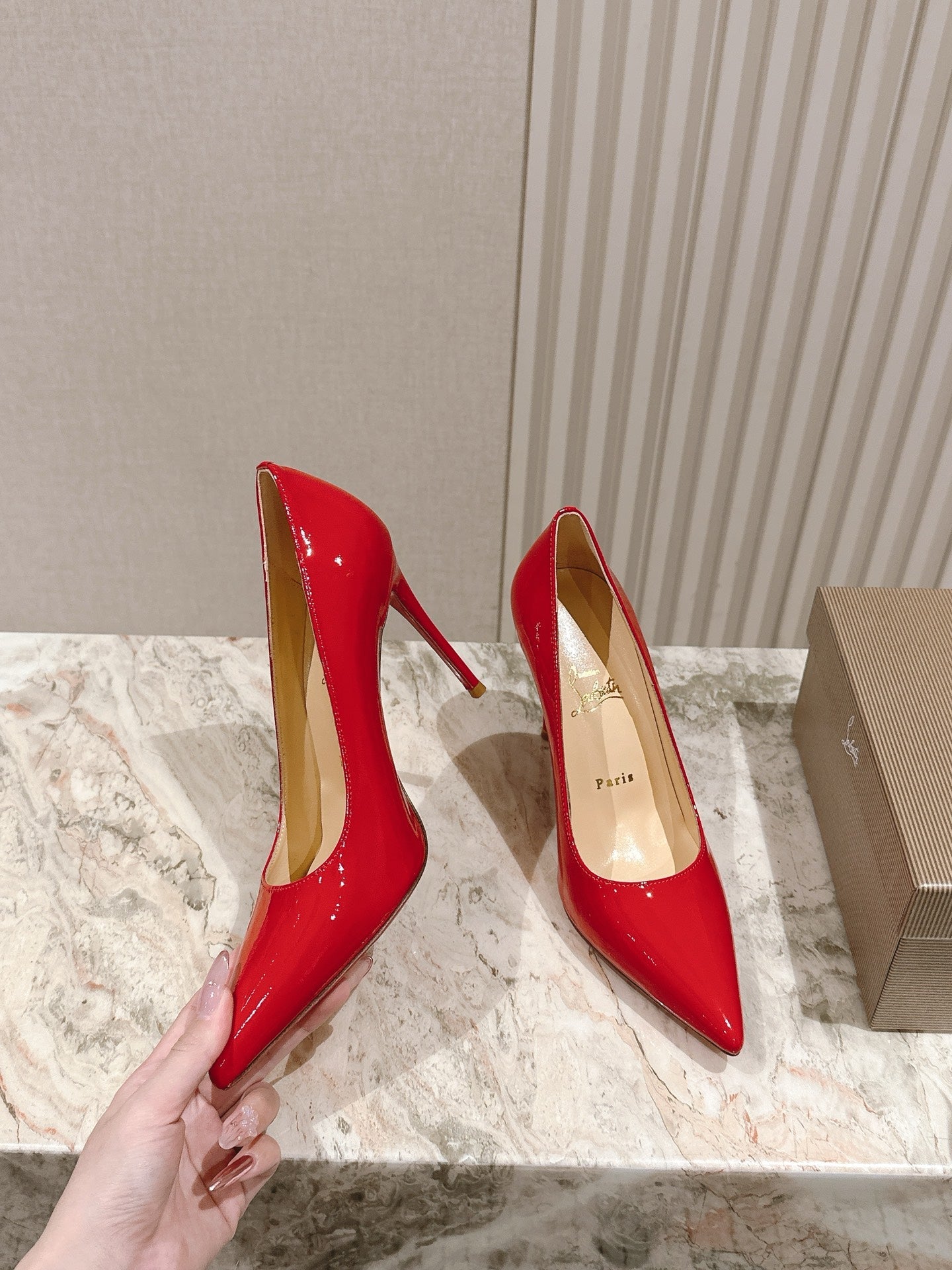 SPORTY KATE PUMPS 95MM IN RED GLOSSY CALFSKIN