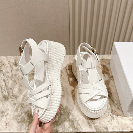 CHLOÉ 26S HIGH-HEELED SANDALS IN WHITE LAMBSKIN