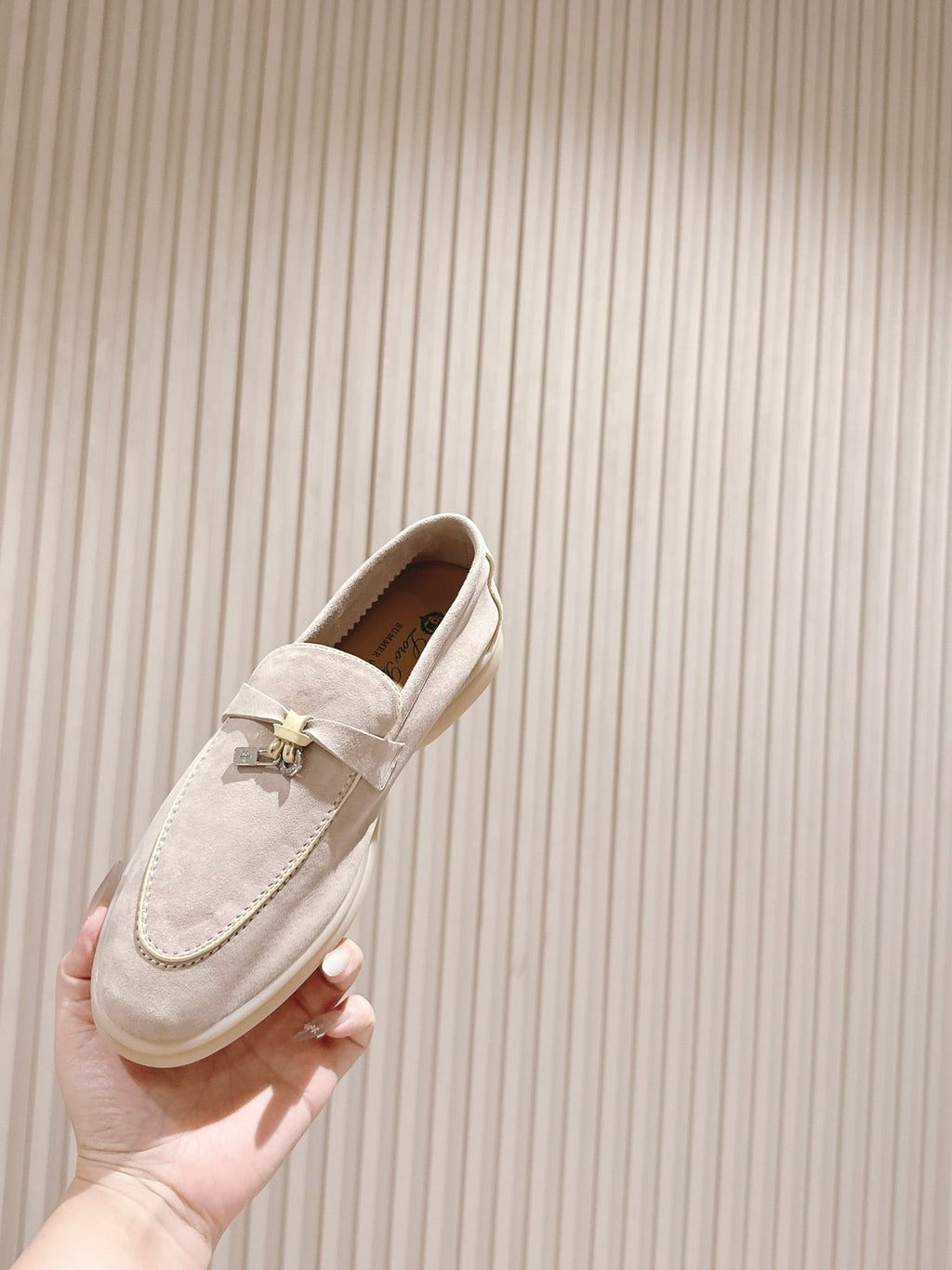 LP LOAFERS 25S IN DUSTY PINK SUEDE WITH SILVER HARDWARE
