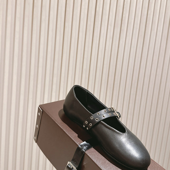 ALAIA MARY JANE 25S IN BLACK LAMBSKIN WITH SILVER HARDWARE
