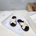 THE ROW 26S SLIDES SANDALS IN WHITE AND BLACK CALFKIN