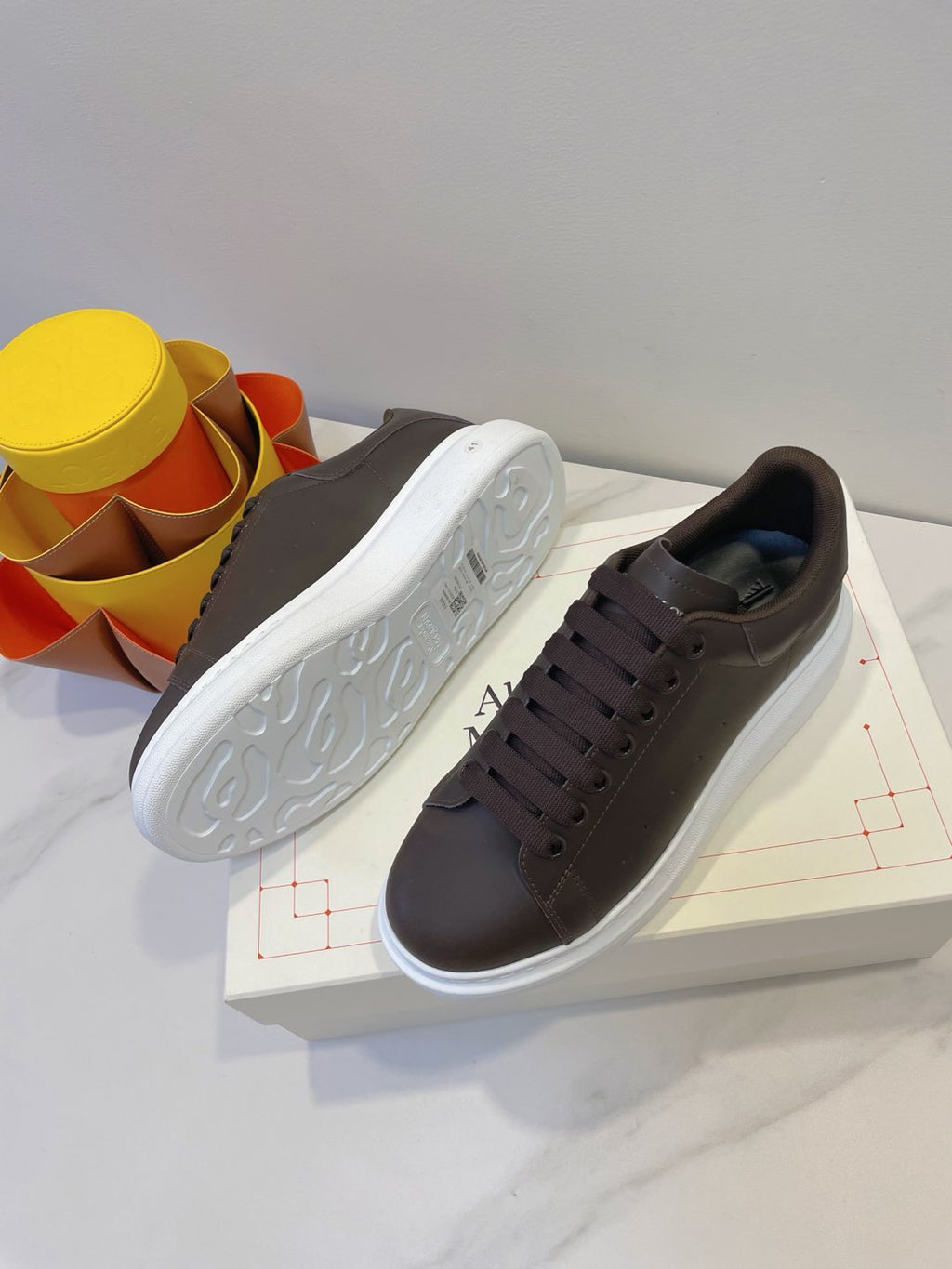 OVERSIZED SNEAKERS IN DARK BROWN SMOOTH CALFSKIN