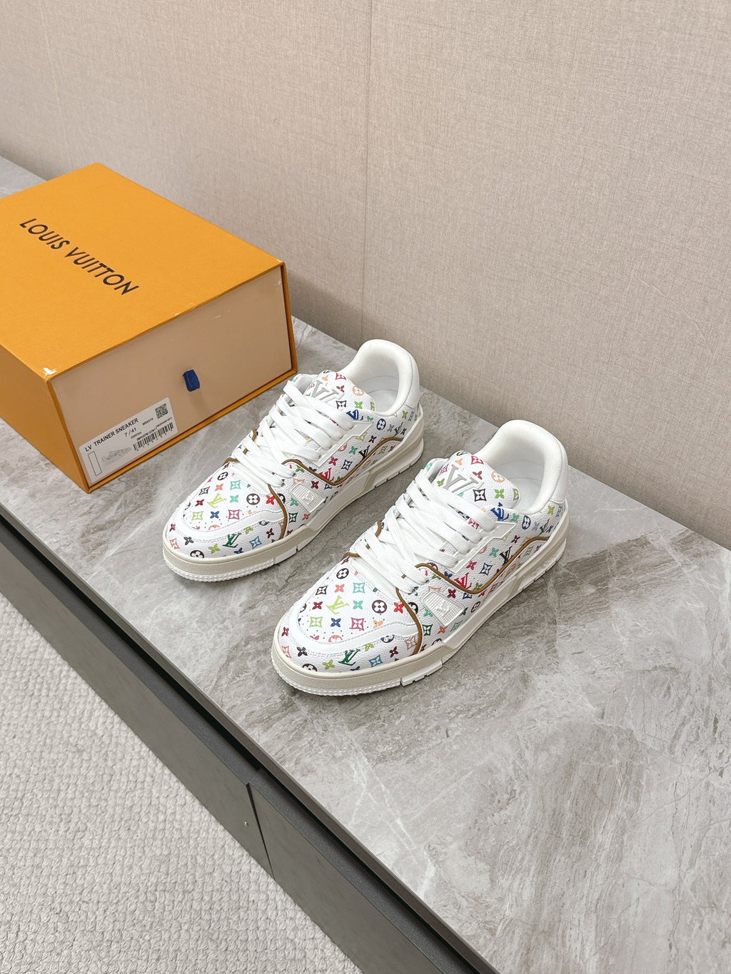 TRAINER SNEAKER IN WHITE MIX COLORFUL CALFSKIN