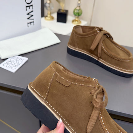 LOEWE 26S ANKLE BOOTS IN CARAMEL BROWN SUEDE