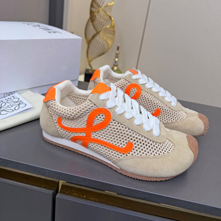 LOEWE 26S RUNNER 2.0 SNEAKERS IN BEIGE SUEDE AND MESH FABRIC