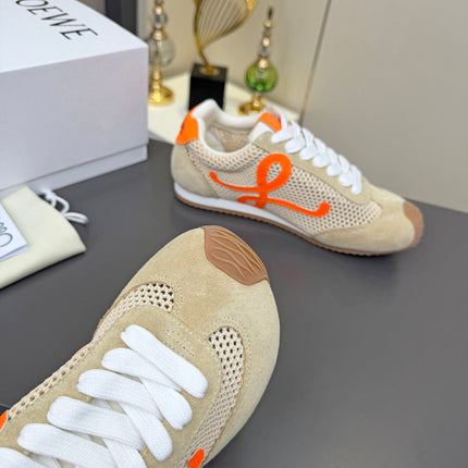 LOEWE 26S RUNNER 2.0 SNEAKERS IN BEIGE SUEDE AND MESH FABRIC