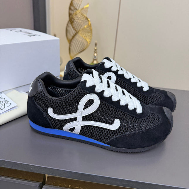LOEWE 26S RUNNER 2.0 SNEAKERS IN BLACK SUEDE AND MESH FABRIC
