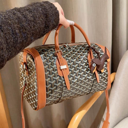 SAC HARDY PM BAG 35 IN BROWN GOYARDINE CANVAS AND TAN CALFSKIN