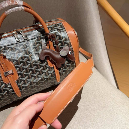 SAC HARDY PM BAG 35 IN BROWN GOYARDINE CANVAS AND TAN CALFSKIN