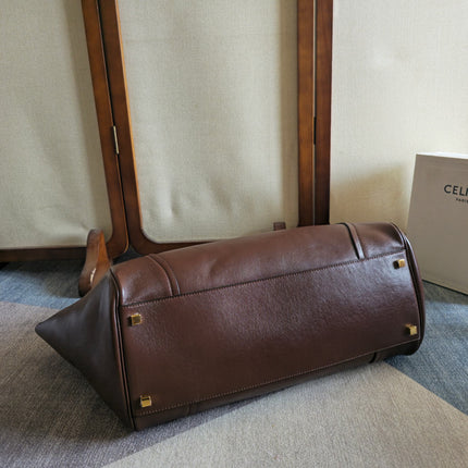 CELINE 25S MEDIUM SMILING NEW LUGGAGE 44MM IN SYRAH RED SUPPLE SHINY LAMBSKIN