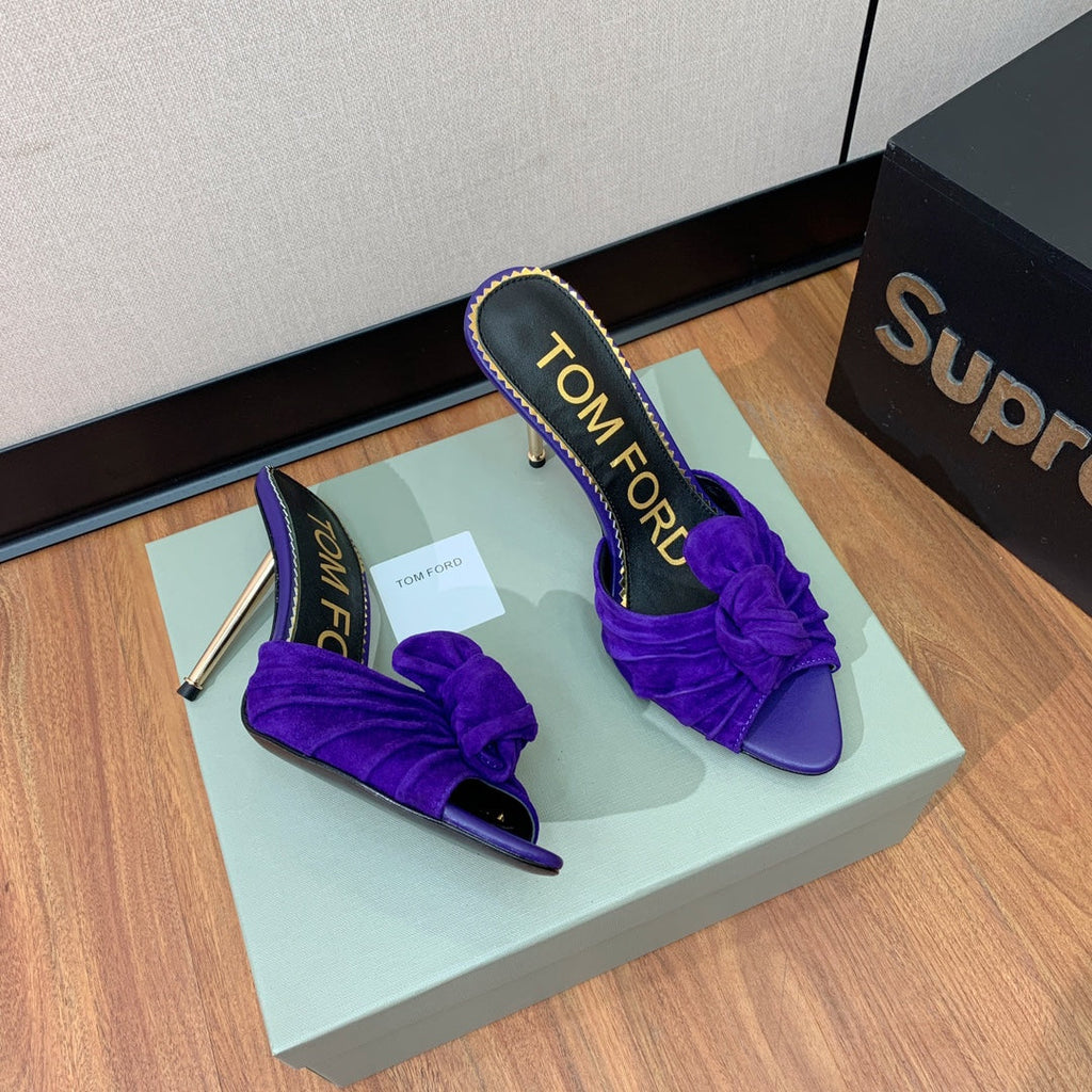 HIGH HEEL MULE 10 CM IN INDIGO PURPLE SUEDE