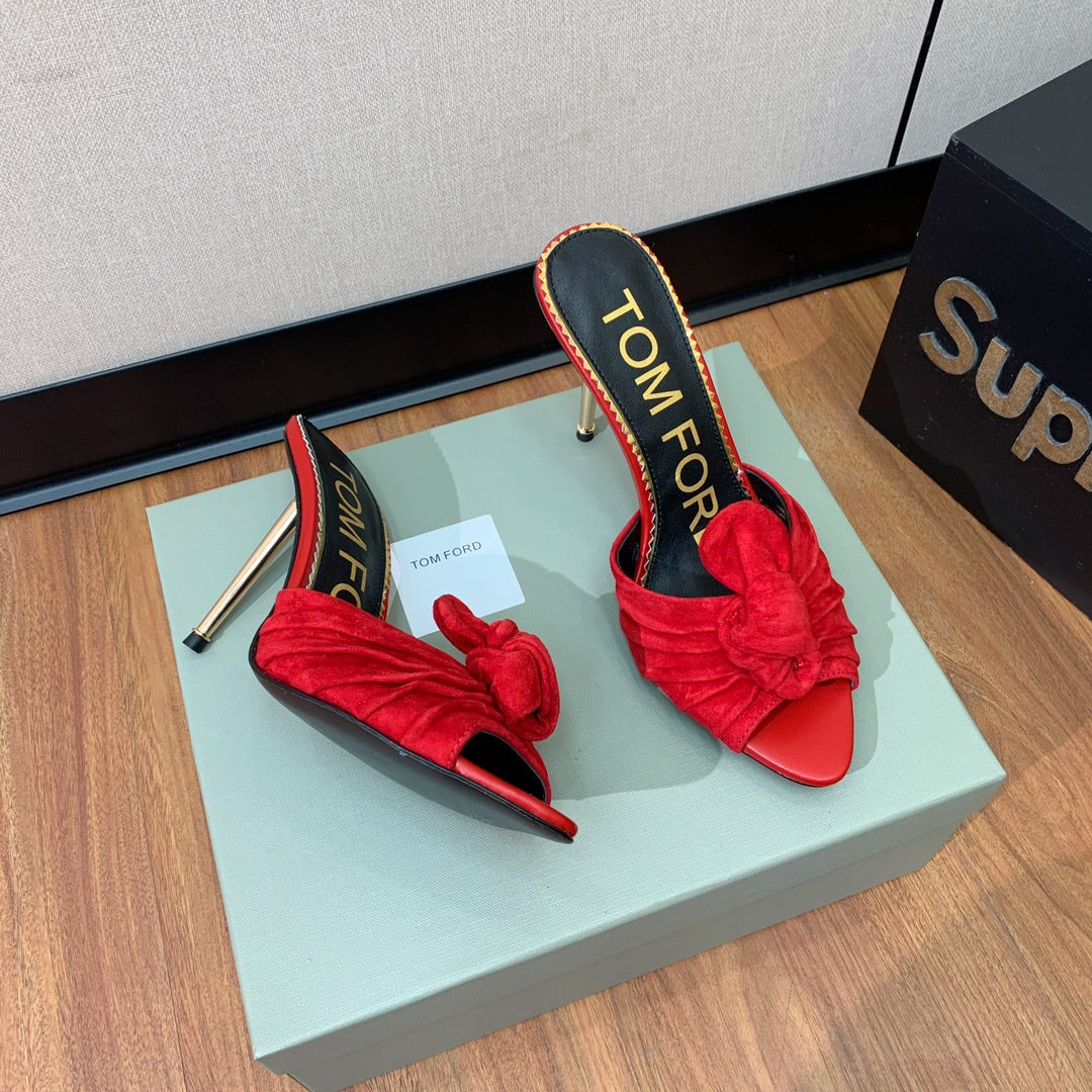 HIGH HEEL MULE 10 CM IN CHERRY RED SUEDE