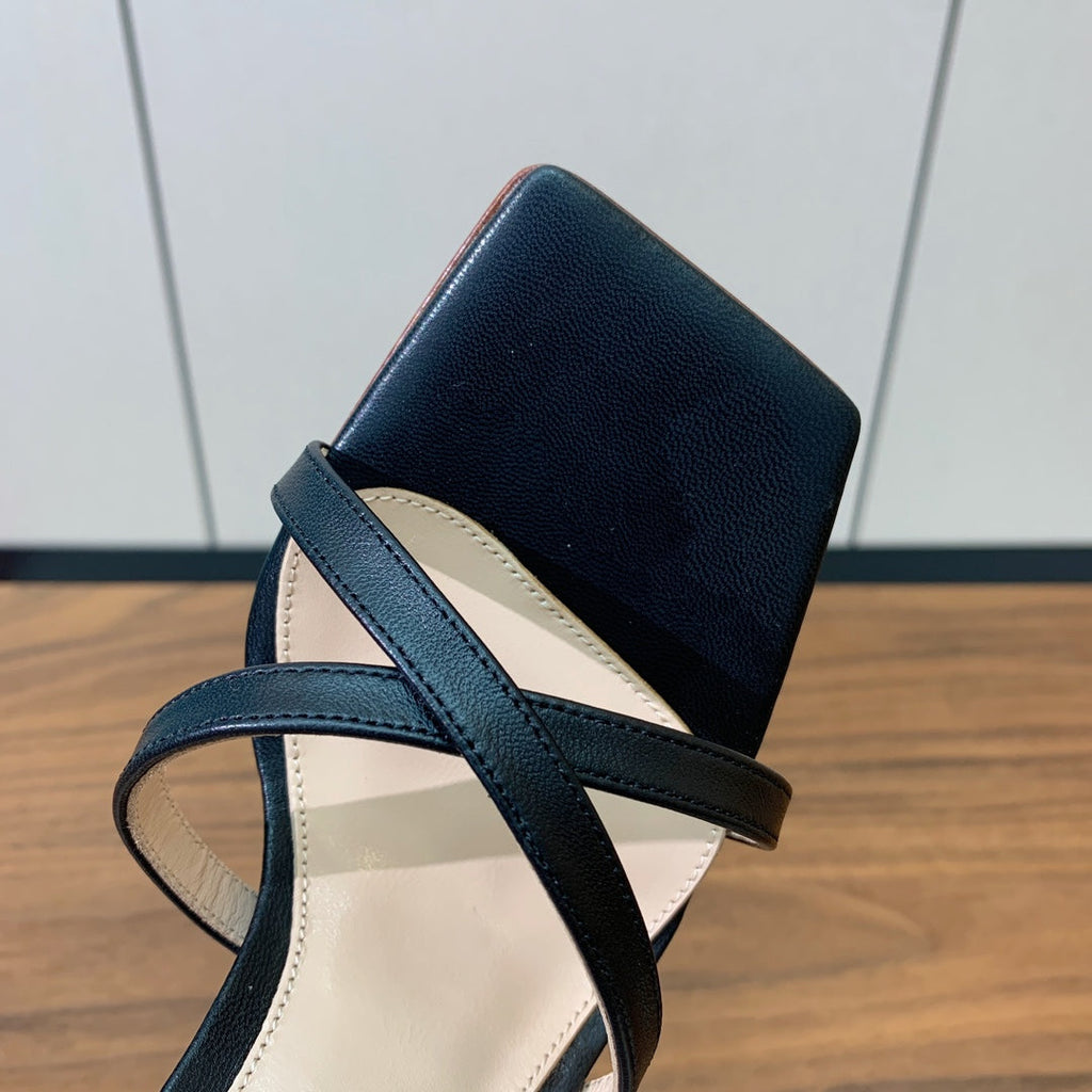 GIANVITO ROSSI 26S CRYSTAL HEELS 105 MM IN BLACK LAMBSKIN