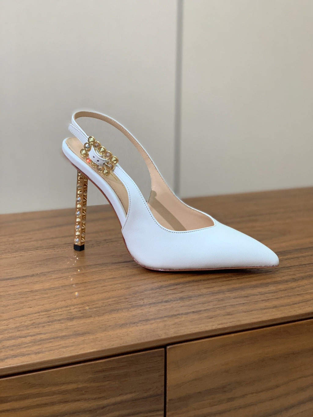 GIANVITO ROSSI 26S SLINGBACK HEELS 105 MM IN WHITE LAMBSKIN