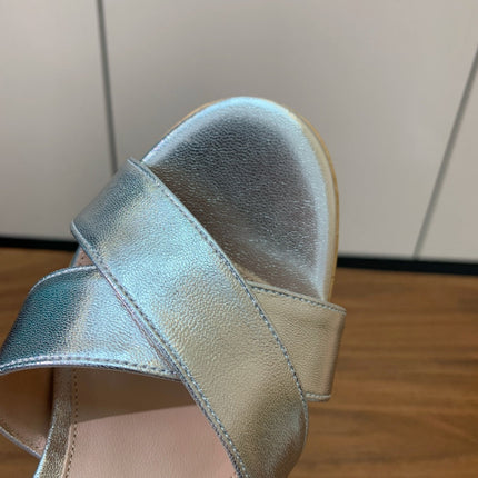 GIANVITO ROSSI 26S PLATFORM SANDALS 115 MM IN SILVER CALFSKIN