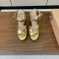 GIANVITO ROSSI 26S PLATFORM SANDALS 115 MM IN GOLD CALFSKIN