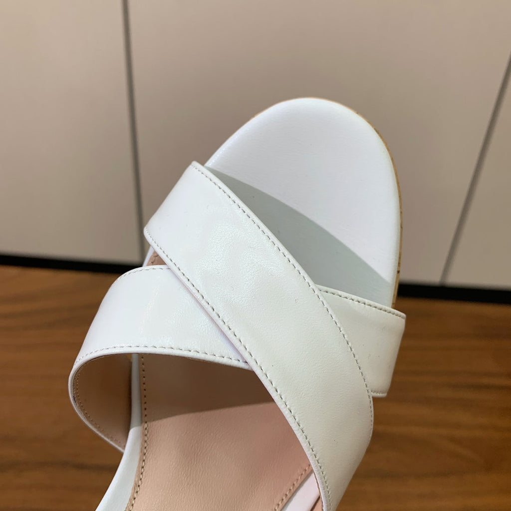 GIANVITO ROSSI 26S PLATFORM SANDALS 115 MM IN WHITE CALFSKIN