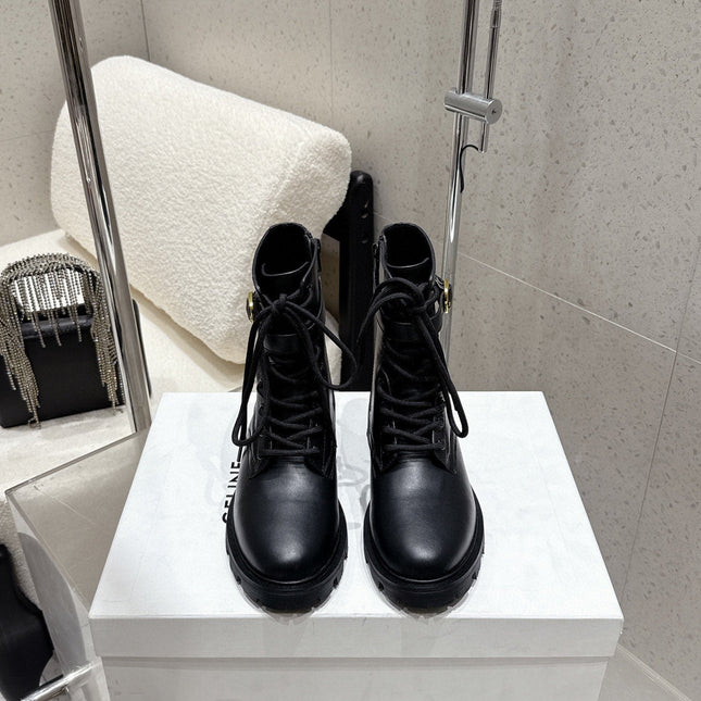 CELINE 26S MARTIN BOOTS IN BLACK CALFSKIN