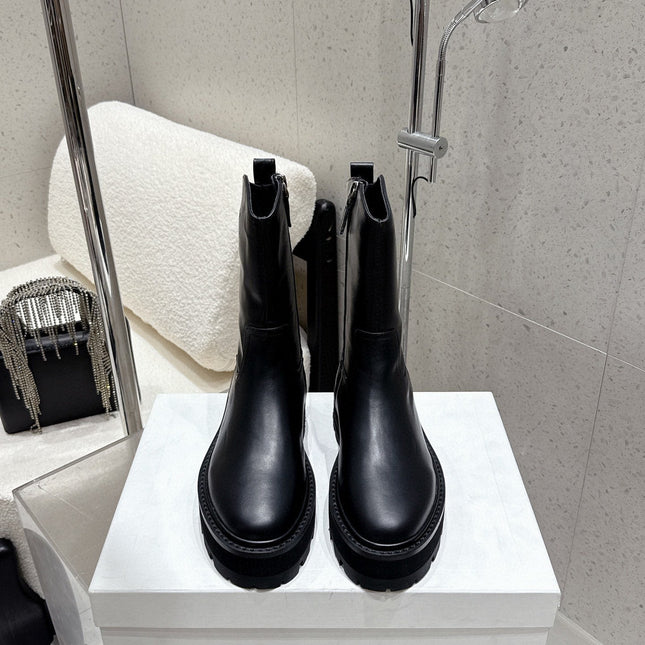 CELINE 26S ZIP-UP ANKLE BOOTS IN BLACK CALFSKIN