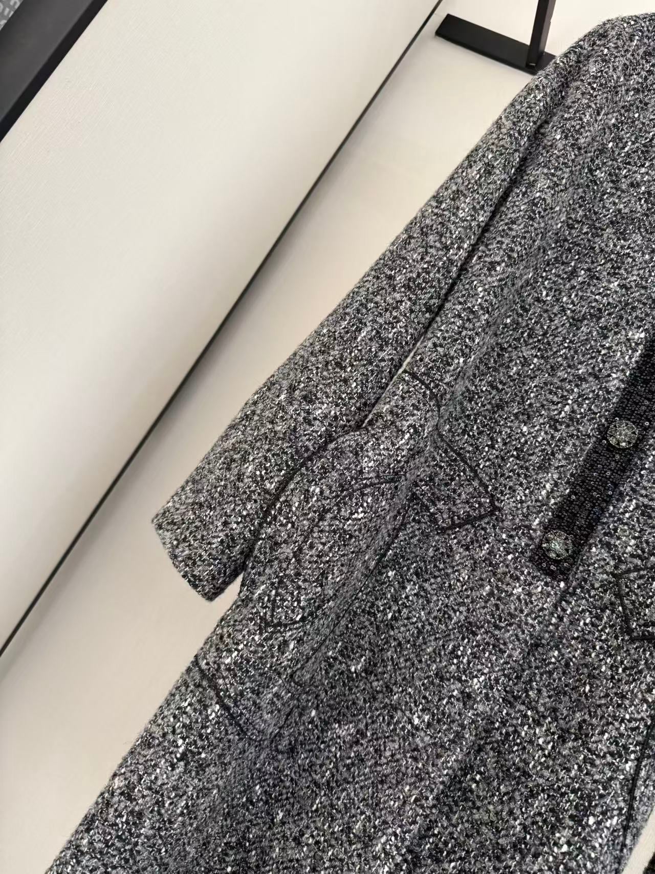 CHANEL 25S LONG TWEED COAT 422
