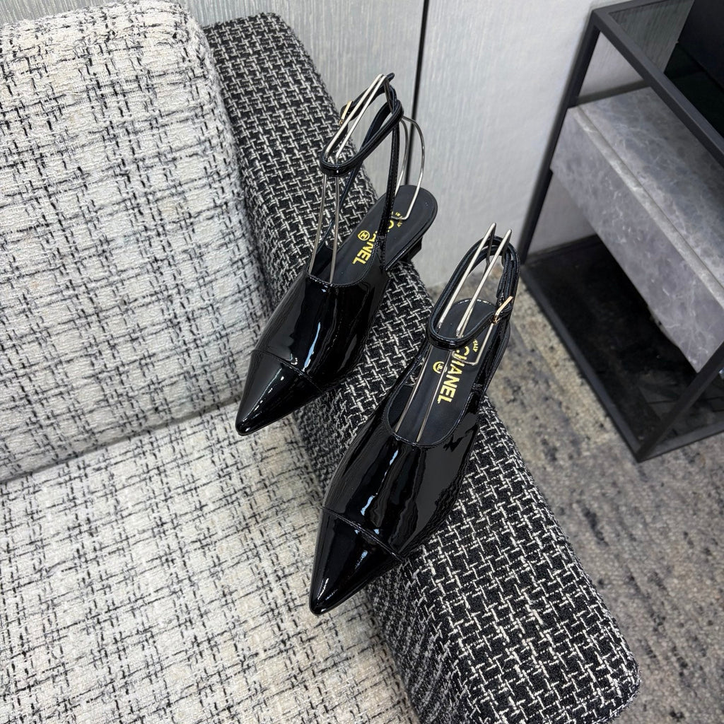 LV 26S SLINGBACK HIGH HEELS 40 MM IN BLACK PATENT CALFSKIN