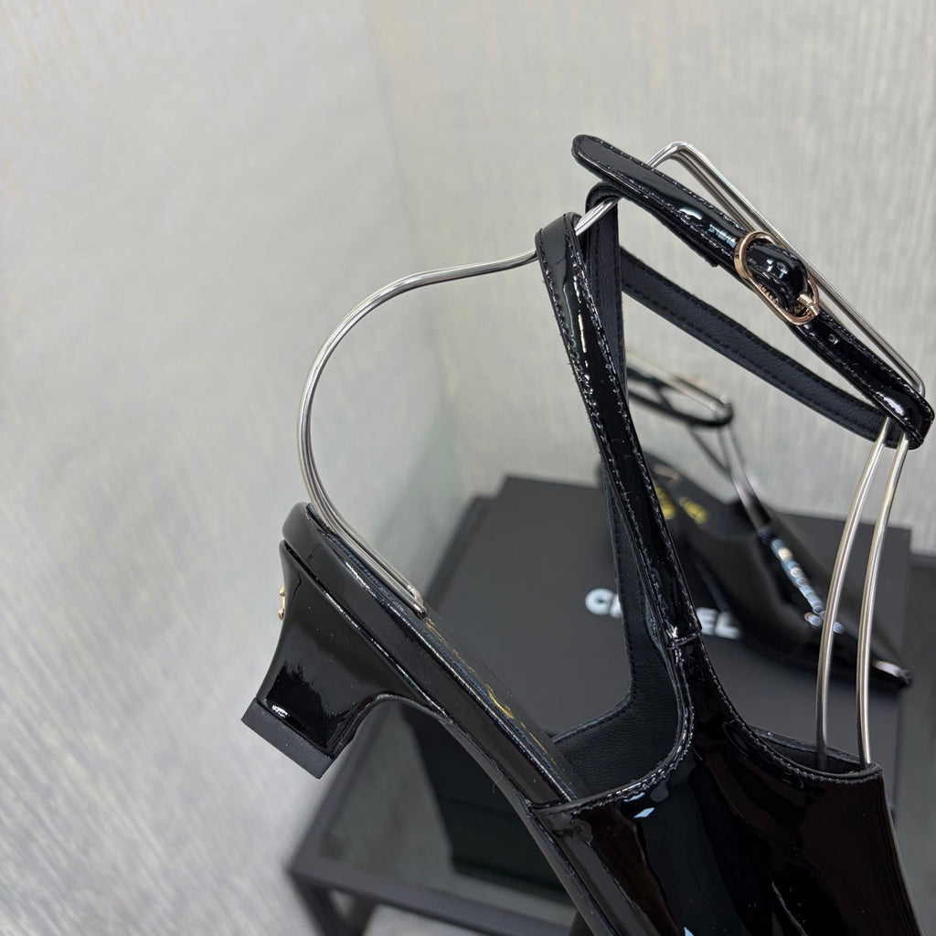 LV 26S SLINGBACK HIGH HEELS 40 MM IN BLACK PATENT CALFSKIN