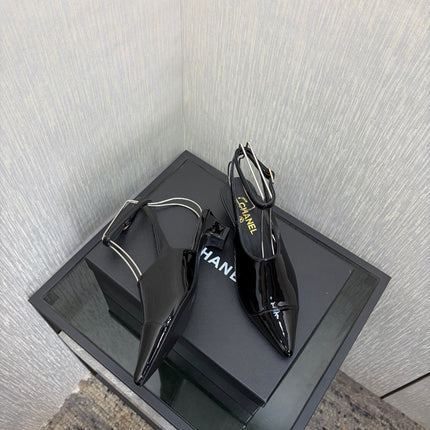 LV 26S SLINGBACK HIGH HEELS 40 MM IN BLACK PATENT CALFSKIN