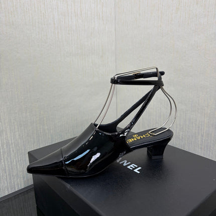 LV 26S SLINGBACK HIGH HEELS 40 MM IN BLACK PATENT CALFSKIN