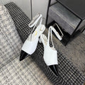 LV 26S SLINGBACK HIGH HEELS 40 MM IN WHITE AND BLACK CALFSKIN