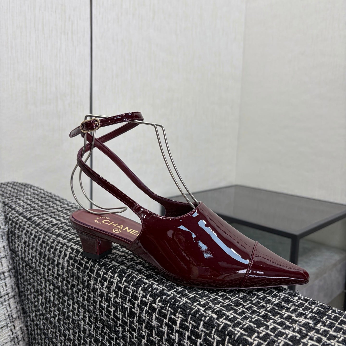 LV 26S SLINGBACK HIGH HEELS 40 MM IN DARK RED PATENT CALFSKIN