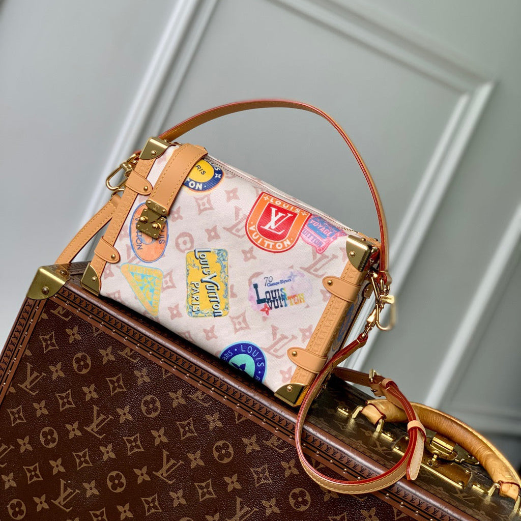SIDE TRUNK MM 23.5 IN MONOGRAM DUNE CANVAS AND CALFSKIN