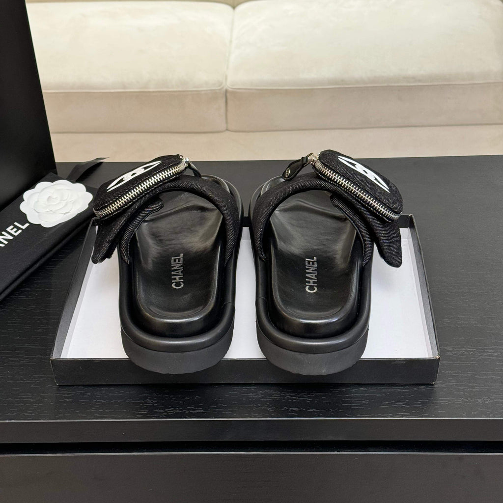 SLIDE IN BLACK DENIM FABRIC 45 MM