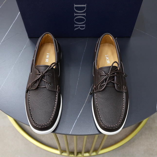CD GRANVILLE BOAT SHOE DARK BROWN GRAINED CALFSKIN