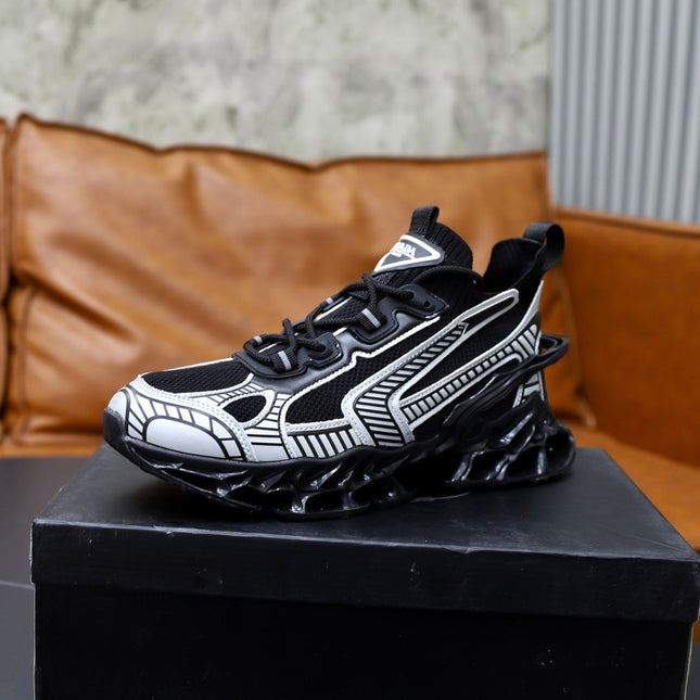 PRA RUNNING SHOES BLADE IN BLACK MIX WHITE BREATHABLE MESH