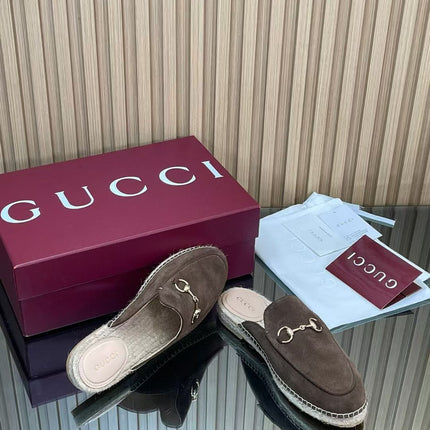 GUCCI 26S LOAFER MULES IN DARK BROWN SUEDE