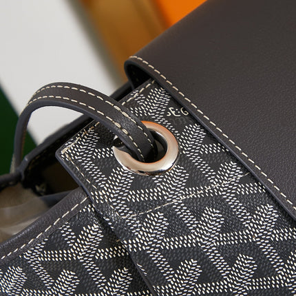 ROUETTE SOUPLE BAG 31 IN BLACK GOYARDINE CANVAS AND CALFSKIN