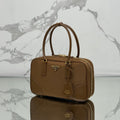 MEDIUM TOP HANDLE BAG 30 IN CHERRY WOOD NYLON AND CALFSKIN TRIM