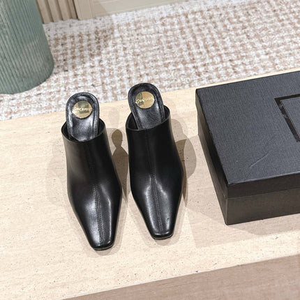 YSL 25S JILL MULES IN BLACK SMOOTH CALFSKIN