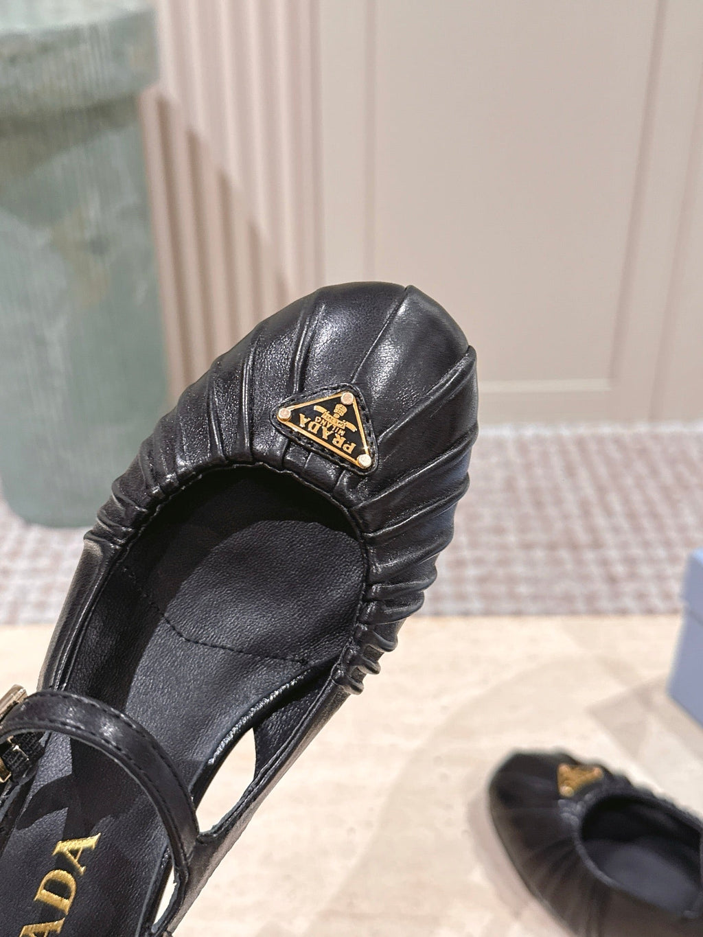 PRADA 26S SLINGBACK SANDALS 40MM IN BLACK CALFSKIN WITH LOGO