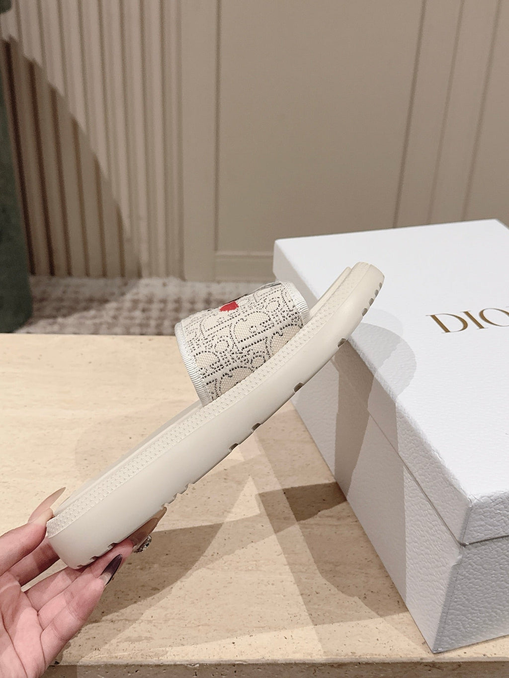 DIOR 26S SLIDE SANDALS IN WHITE LACE MONOGRAM EMBROIDERED CANVAS