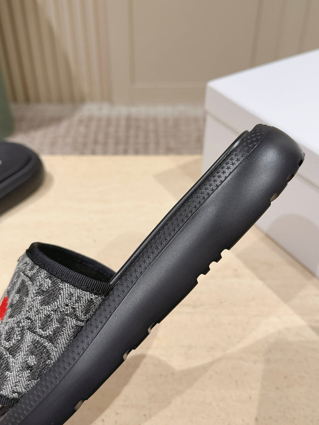 DIOR 26S SLIDE SANDALS IN GREY MONOGRAM EMBROIDERED CANVAS