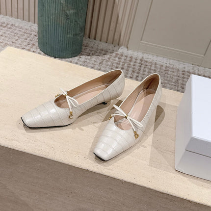 DIOR 26S MARY JANE KITTEN HEEL 40MM IN BEIGE CROCODILE EMBOSSED CALFSKIN