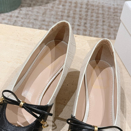 DIOR 26S MARY JANE 40MM IN BLACK AND WHITE CROCODILE EMBOSSED CALFSKIN KITTEN HEELS