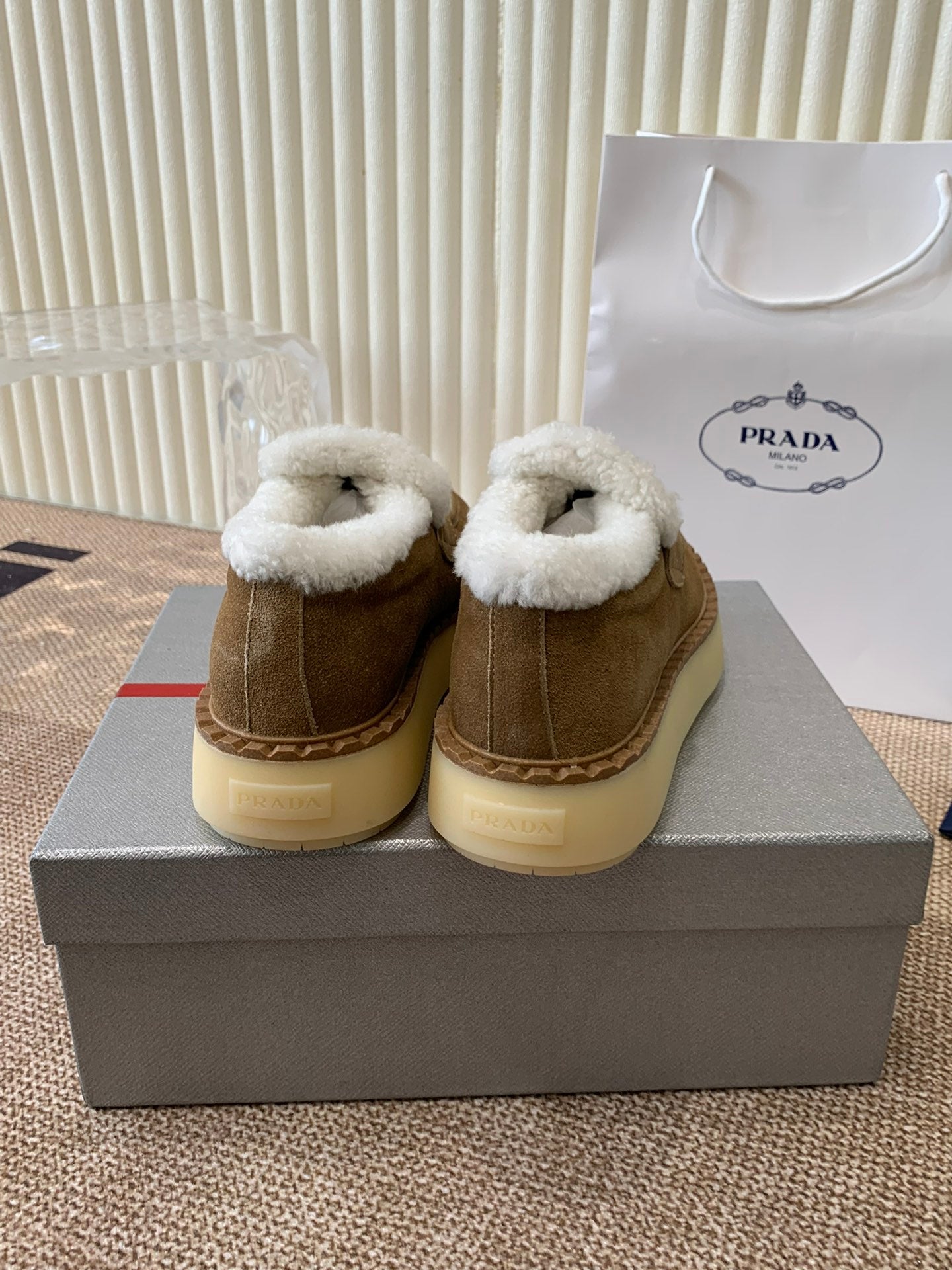 PRADA LOAFERS IN DARK BROWN SUEDE