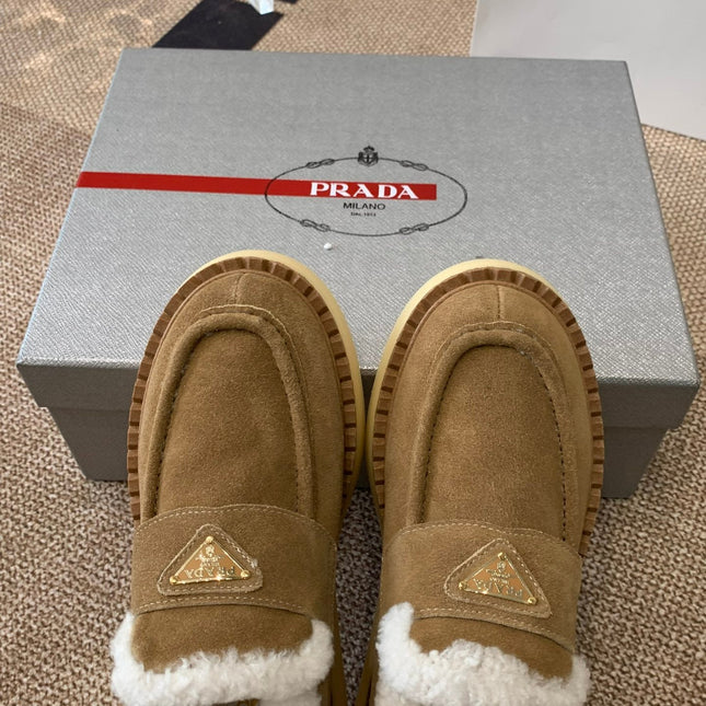 PRADA LOAFERS IN DARK BROWN SUEDE